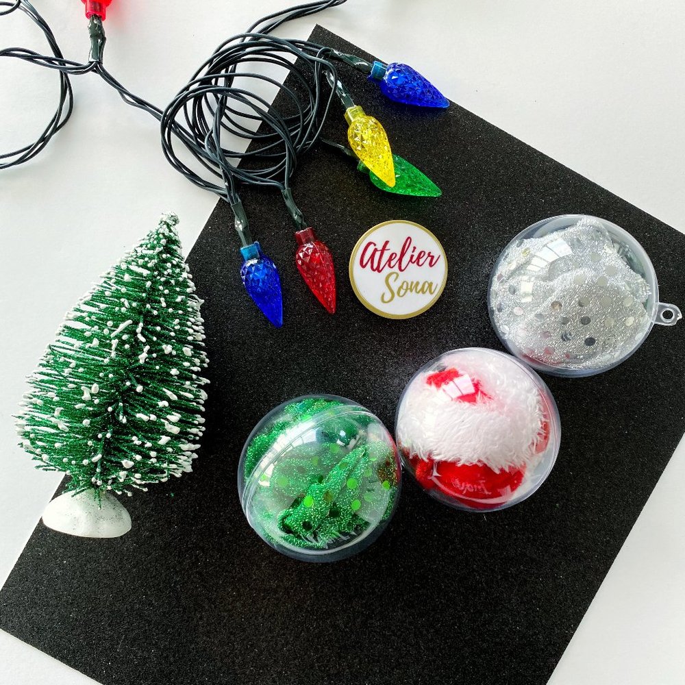 Christmas Hair Scrunchies in Ornaments - Set of 3 - Picture 1 of 3